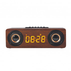 Enceinte sans fil finition bois avec fonctions radio reveil et charge