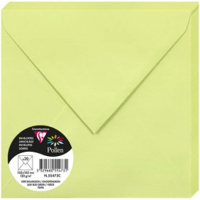 Enveloppe Gommée - Paquet de 20 - Vert Bourgeon - 16.5 x 16.5 - 120G