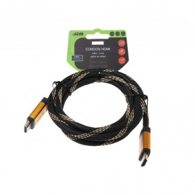 APM 590464 - Cordon Hdmi 4K Ethernet Mâle/Mâle Nylon Bicolor 1.8M - Clip