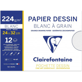 Papier Dessin Blanc à Grain - 12 Feuilles - format A4+
