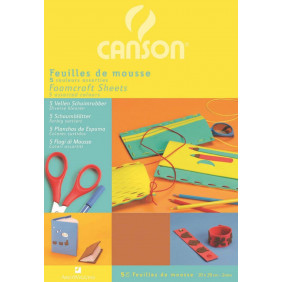 CANSON - 5 feuilles de mousse 20 x 29 cm - 5 couleurs assorties
