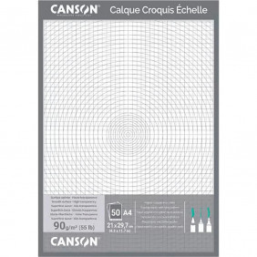 Canson - Bloc 50 feuilles - Calque Croquis Échelle A4 - 90/95