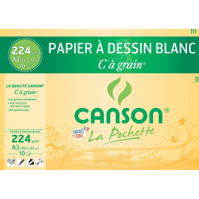 CANSON - Pochette de 10 feuilles de papier dessin - 224 g - A3