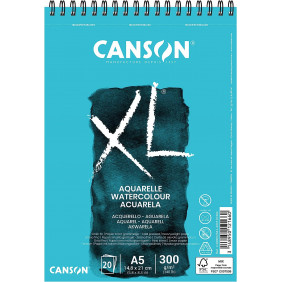 CANSON XL Aquarelle - Album spiralé 20 feuilles - A5 - 300g - Blanc