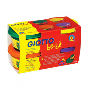 Giotto be-bè - Pâte à modeler 4 pots x 100g - Violet-Jaune-Orange-Vert