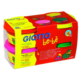 Giotto be-bè - Pâte à jouer 4 x 100g - Rouge-jaune-Magenta-Vert