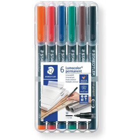 Staedtler - Box 6 Feutres Permanents - Pointe Fine 0.6 mm - Assortis