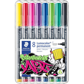 Staedtler, 318 WP8-1, Lumocolor, jeu de marqueurs permanents, 0,6 mm, 8 pièces