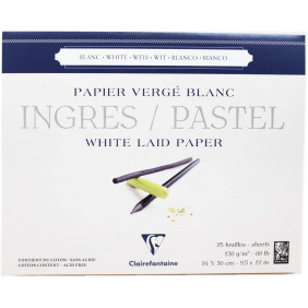 Bloc Collé Ingres Pastel - Clairefontaine - 25 Feuilles Papier Ingres Vergé Blanc