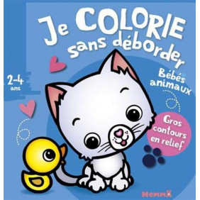 Bébés animaux - Bloc de coloriages aux contours épais pailletés et en relief - dès 2 ans