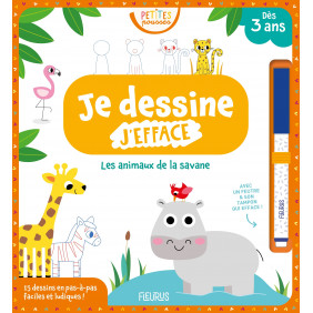 Les animaux de la savane - Avec un feutre & son tampon qui efface ! - Album - Dès 3 ans