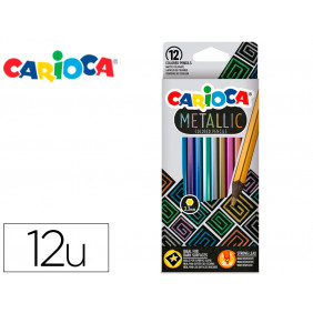 Carioca crayons de couleur métallique 12 pièces, multicolore