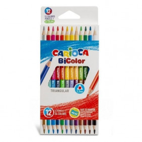 Boîte de 12 Crayons de couleur - CARIOCA BiColor Triangulaire