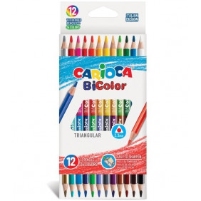 Set De 12 Crayons Double Triangulaire Bicolor - Carioca