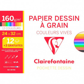 Clairefontaine - Papier Dessin Couleurs Vives - 15 feuilles - 160g