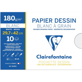 Clairefontaine - Pochette Dessin Scolaire - 10 feuilles - 180g - Blanc à Grain