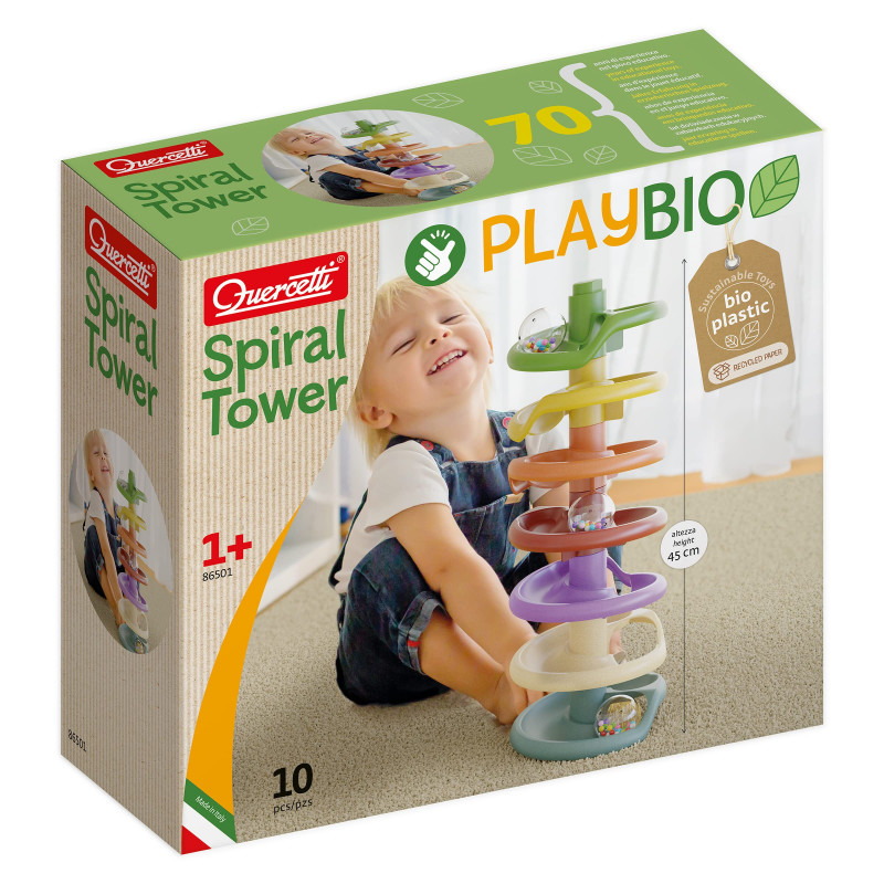 Quercetti - 86501 Play Bio Spiral Tower - Circuit Billes pour Bébé
