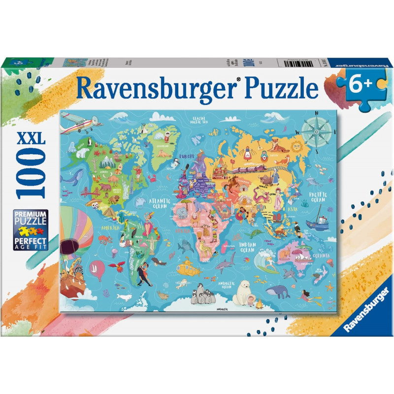 Puzzle Enfant - La carte du monde - 100 pièces - Dès 6 ans
