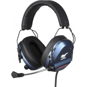Konix Drakkar Casque gaming filaire Skyfighter One pour PC - Câble USB 2,4 m - Noir et Bleu
