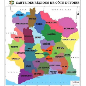 Carte des régions de la côte d'ivoire bache (CATI-EG)