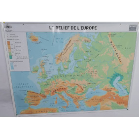 Carte murale de l'Europe -administrative et relief gf
