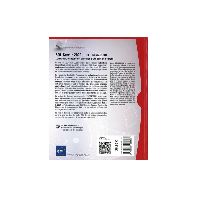 SQL Server 2022 : SQL, Transact-SQL - Conception et réalisation d'une ...