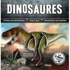 Dinosaures - Fiches documentaires, pas à pas, dinosaures incroyables. Avec 6 dinos à construire en 3D