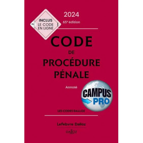 Code de procédure pénale annoté, 65e éd. Edition 2024 - Grand Format