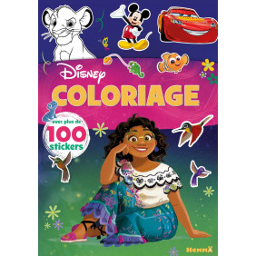 Disney - Coloriage avec plus de 100 stickers - Livre de coloriage avec stickers - Dès 4 ans