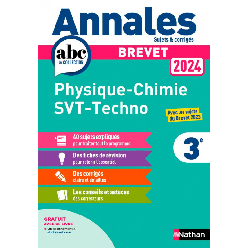 Accueil Librairie Annales ABC du Brevet 2024 PhysiqueChimie SVT