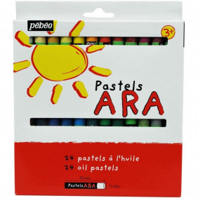 PÉBÉO boite de 24 craies pastel à l'huile ara 67 mm assorties - 3+