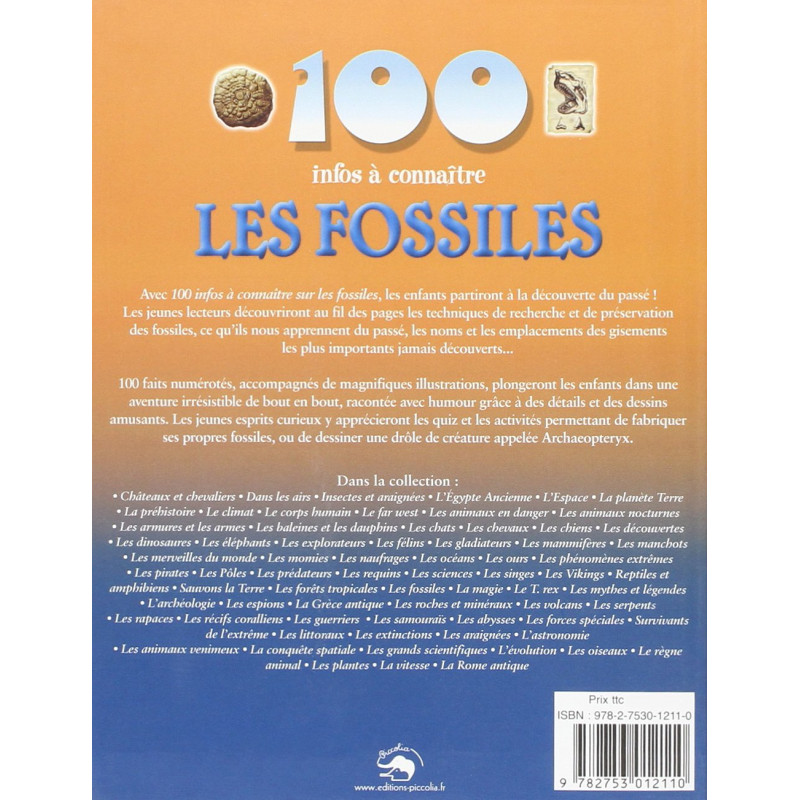 100 infos à connaître - les fossiles - Librairie de France