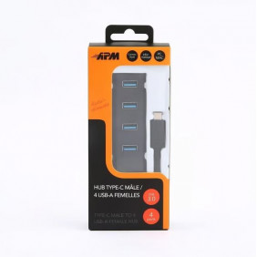 Apm hub usb 3.0 auto-alimenté type-c/4 usb-a m/f noir 570323