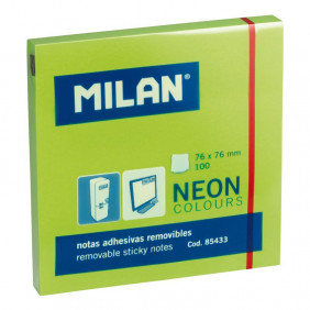Bloc 100 notes adhésives vert Fluo 76 x 76 mm