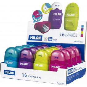Coffret présentoir 16 gommes avec taille-crayon CAPSULE - Vendu à l'unité
