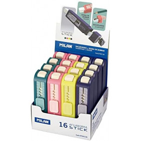 Boîte présentoir 16 gommes avec taille-crayons STICK - Vendu à l'unité