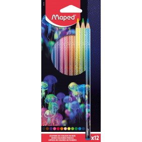 Maped - 12 Crayons de couleur Deepsea Paradise - Crayons de coloriage en bois - Mines résistantes