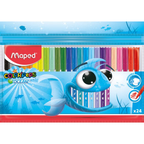 Maped - Feutres Ocean Color Peps - 24 Feutres de Coloriage Encre Lavable - Pochette Plastique de 24 couleurs