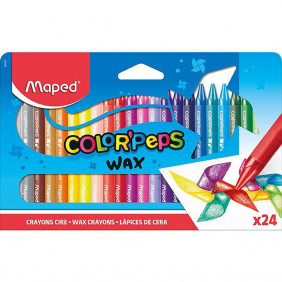 Maped 861013 - Crayons Color Peps Wax Cire, 24 Étui En Carton