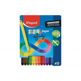 Etui 12 crayons de couleurs SCHOOL'PEPS INFINITY sans déchet