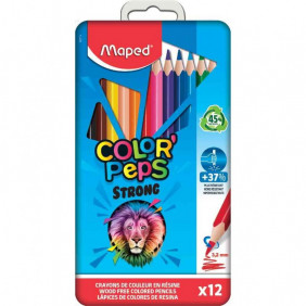 Maped, Crayons de couleur, COLOR'PEPS, STRONG, étui métal de 12, 862714