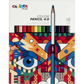Carioca plus I crayons de couleur 4.0 en bois avec mina épaisse et douce à haute pigmentation 18 pièces