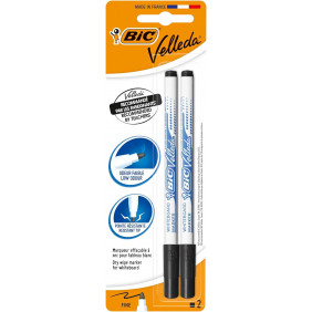Bic velleda 1721 feutres effaçables à sec - Noir, blister de 2