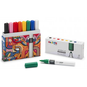 Carioca plus marqueur acrylique assortiment de 8 couleurs boîte premium