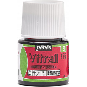 Peinture sur verre base solvant - 45 Ml - Vitrail rose