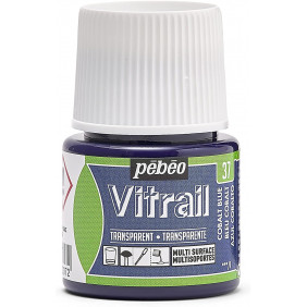 Peinture sur verre base solvant - 45 Ml - Vitrail Bleu Cobalt