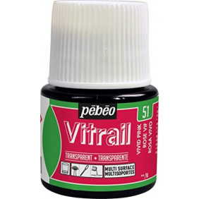 Peinture sur verre base solvant - 45 Ml - Vitrail rose vif