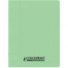 Conquérant classique - Cahier polypro 17 x 22 cm - 96 pages - grands carreaux (Seyes) - vert clair